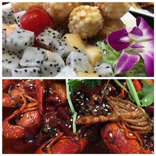 Crawfish and shrimp balls w/dragon fruit #food #foodporn #china #guangzhou #guangzhoufood #foodaddict