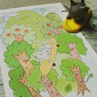 今日は山の日！
#イラスト #山 #自然
#illustration #art #nature  #mountain #draw #painting  #tree #green #love #earth