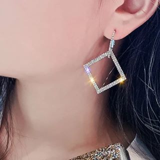 #Shining #Rhinestone #Geometric #Drop #Earrings  #Women #Girls #2019 #New  #Gold #Square #DangleEarring #Party #Jewelry #Gifts